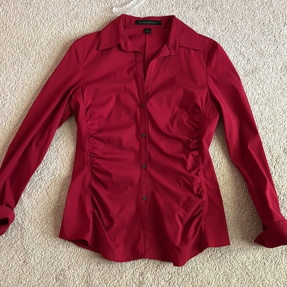 Express Red Side Rouched Blouse Size Small - Picture 6 of 8